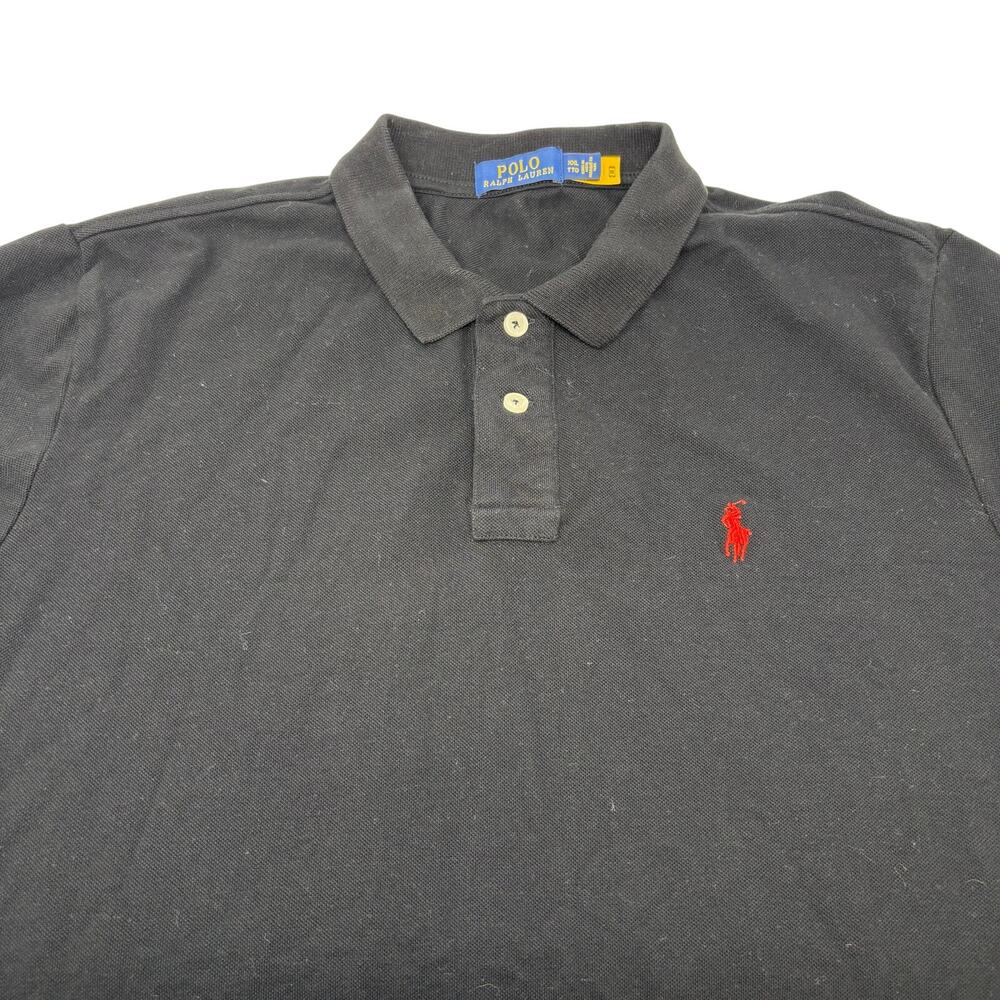 Polo Ralph‎ Lauren Mens 2XL Solid Black Short Sleeve Cotton Polo Shirt